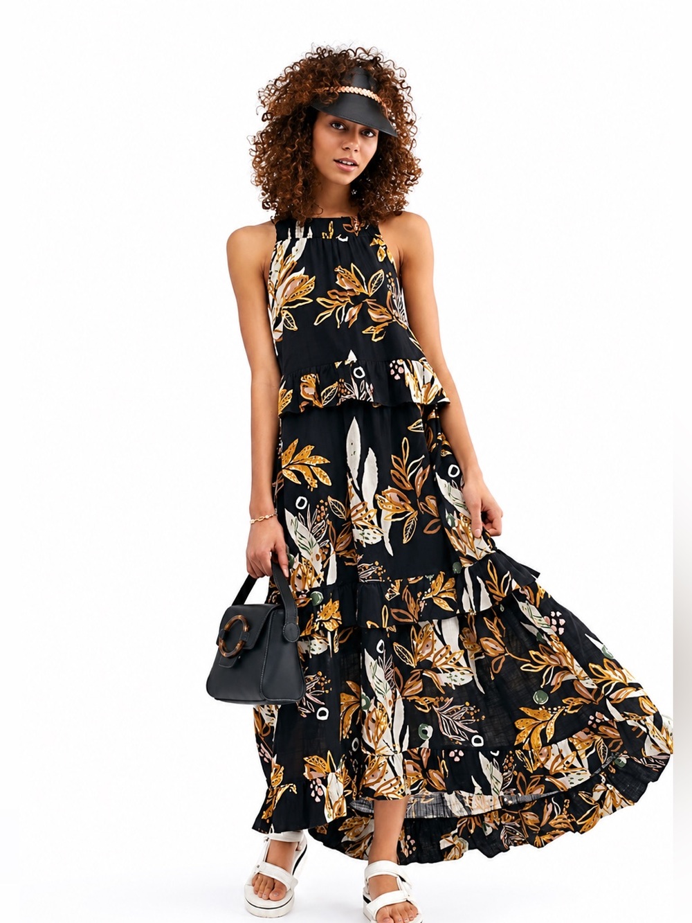 Free People Anita Printed Maxi Dress Size Small Botanical Print